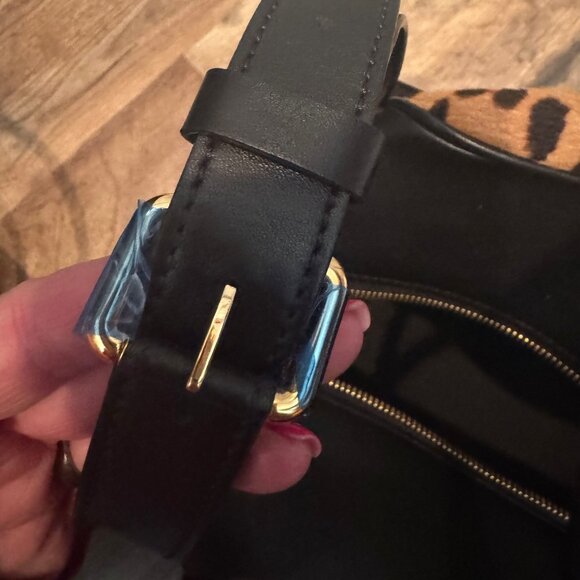 Balmain Pony Hair Leather Trimmed Crossbody Handbag - Picture 3 of 4